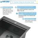 21x20 Inch Black Drop In Kitchen Sink Workstation, 21 Inch Topmount Gunmetal Black Bar Sink 16 Gauge Stainless Steel Handmade Single Bowl Small Kitchen Sinks for RV Wet Prep with Accessories