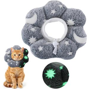 MABOZOO Adjustable Cat Cone Collar Glow in The Dark, Pet Recovery Elizabethan Collar for Kittens Cats After Surgery, Pet E Neck Cone After Surgery for Small Animal Stop Licking (M)
