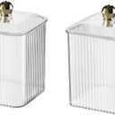 2 Pack Acrylic Qtip Holder Cotton Swabs Holder Cotton Ball Organizer Clear Qtip Dispenser Jar with Lid for Bathroom Vanity Canister Storage