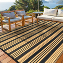 LEEVAN Waterproof Outdoor Rug 8x10 Black and Brown Patio Rug Clearance