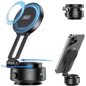 Electric Vacuum Magnetic Suction Phone Holder, 360° XO Rotating Electric Vacuum Magnetic Car Phone Mount, Adjustable Foldable Strong Suction Car Holder Mount for iPhone16/15/14/13/12 Shower/Car/Mirro