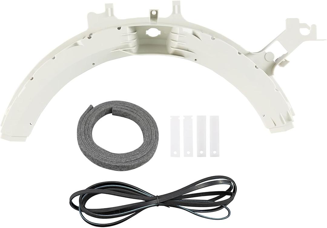 WE49X21874 Dryer Bearing Kit Compatible with GE Contains Drum Bearing WE14M124 Drum Felt WE9M30 (WE09X20441) Drive Belt WE12M29 Bearing Slides WE1M1067 (WE1M481) Glide Slides WE1M504 (WE1M333)