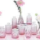 Pink Glass Bud Vases Set of 12, Mini Flower Vase for Centerpieces, Small Vases in Bulk for Wedding Decorations, Vintage Vase for Table, Home Dcor