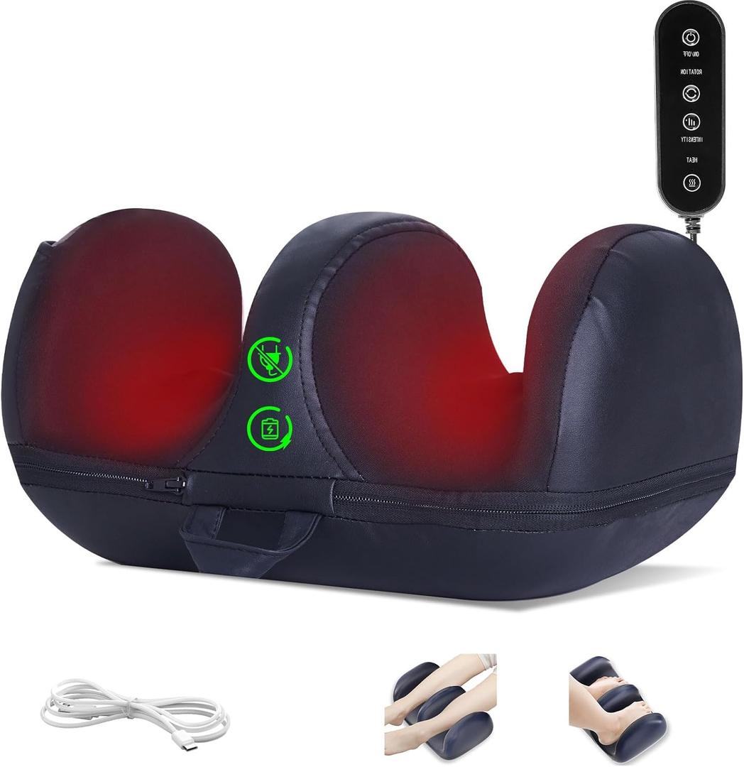 Cordless Rechargeable Foot Massager, 2025 Upgraded Foot Massager with Heat for Cord Remote Control, Portable for Home/Office Use, Gifts for Dad, Mom