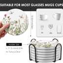 Cute Coasters for Drinks, Vintage Flora Coasters Set of 6, Plant Flowers Round Absorbent Ceramic Stone Coaster with Cork Base, Vintage Outdoor Coster Modern Cool Floral Tea Cup Boho Coaster, 4 inches