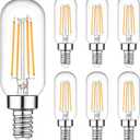 E12 Edison LED Light Bulbs 40 Watt Equivalent Candelabra, Dimmable 2700K Warm White T6 Clear LED Bulbs 4W 400lm Vintage T25 for Chandelier Ceiling Fan, Tubular Small Filament Bulbs, 6 Packs