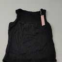 QINSEN Women's Square Neck Sleeveless Double-Layer Tank Tops Basic Tight T Shirts (Large, Black)