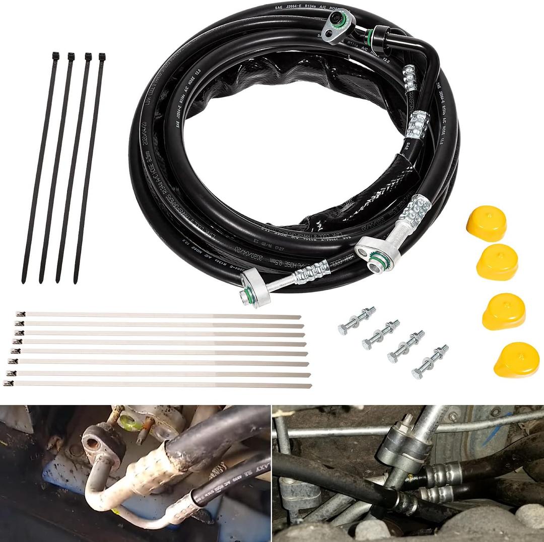 FE37190 Complete Rear AC Line Set Flexible A/C Barrier Hose Fittings Kit Fit For Ford Explorer Rear A C Line 2011-2016, For Ford Flex 2013-2019 & For Lincoln MKT, Repair Air Conditioner Lines Leaking