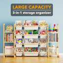 SpaceAid Toy Storage Organizer with 6 Shelves and 12 Bins, Bookshelf/Bookcase, Kids Bin Shelf, Toys Box for Playroom Organization for Bedroom & Room Decor, White, 52.3" W