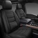 NS YOLO Leather Car Seat Covers Full Set,Universal Fit for Most Cars,SUVs and Sedans,Waterproof Luxury Leatherette Cushions, 5 Seats Protectors,Black