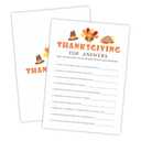 VZVCTFS Thanksgiving Game Set - Top Answers - 60 Pcs Double-Sided Fill In Style Game Cards With Answer Sheet For Family, Friends, Classroom Party Activities & Supplies - A07