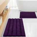 Non Slip Thick Shaggy Chenille Bathroom Rug Sets 2 Piece, Thickened Hot Melt Rubber Bottom Bath Mats for Bathroom, Bath Rugs Quick Dry Machine Washable for Shower (Plum, 32"x20" Plus 17"x24")