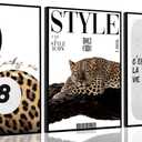 3Pcs Trendy Leopard Wall Art Preppy Aesthetic Stylish Leopard Painting Picture Wall Decor Funky Lucky 8 Ball Cheetah Poster Print Artwork for Bedroom Living Room Bathroom Home Decoration Unframed (16"L x 12"W)