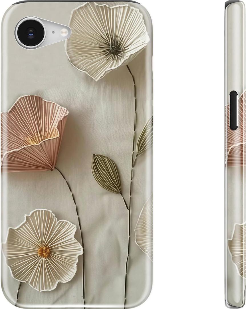 Goodon for iPhone 16e Case - Compatible with Magsafe - Dual-Layer Hard Shell & Silicone Cover - Protective Phone Case with Cute Wildflower Designs for Women - Ethereal Wire Florals