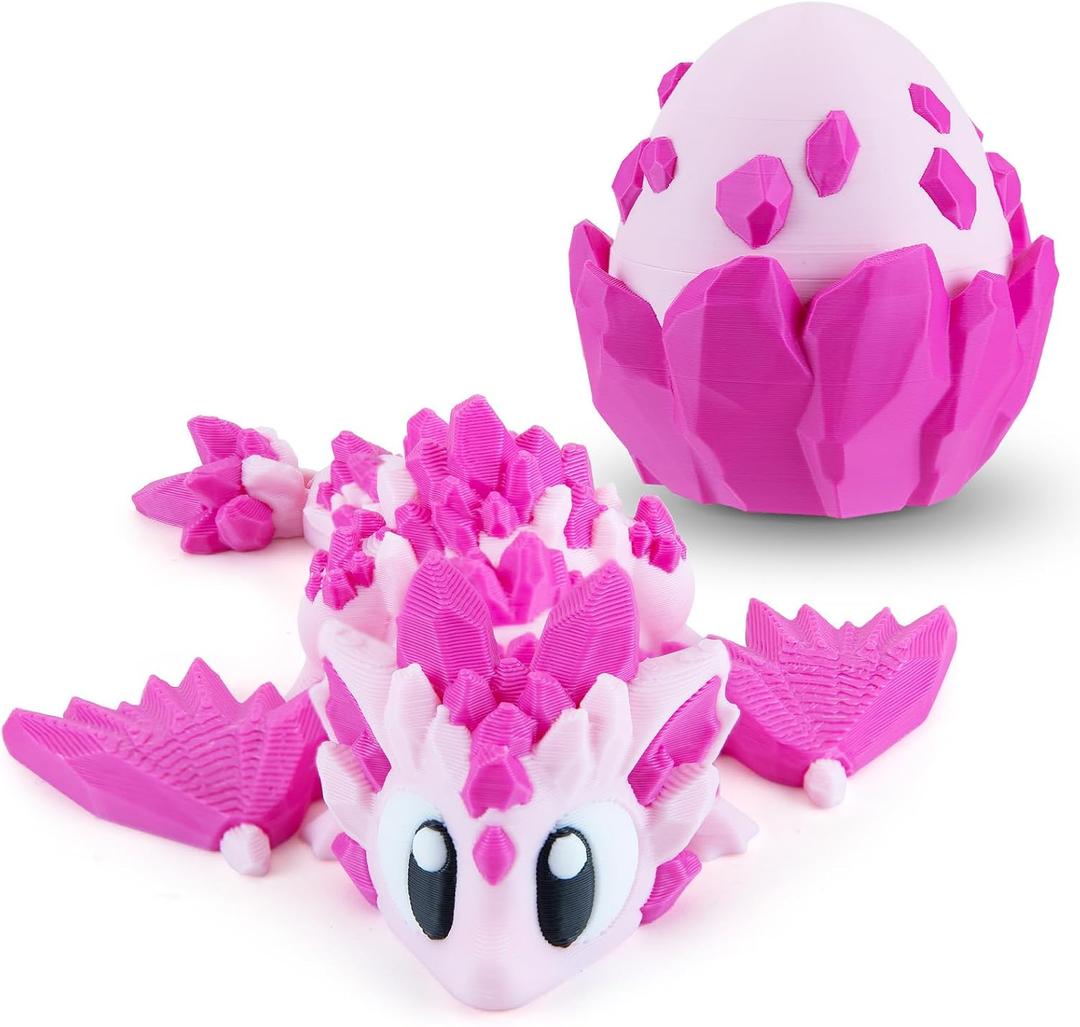 3D Printed Dragon with Egg, Cool Stuff Fun Gifts, Fidget Toy for Adults Teens Boy Home Decor Easter Basket Stuffers, Pink