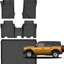 for Ford Bronco Floor Mats 4 Door 2021-2026
(Not Sport Models) Black Full-Set Car Mats,All Weather Protection, Heavy-Duty TPE,Waterproof & Non-Slip, Easy to Clean