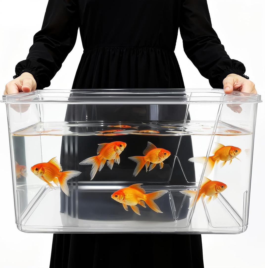 7 Gallon Plastic Fish Tank Large Bowl Shatterproof with Crystal Clear Clarity for Terrarium, Flower Vase Centerpiece Gift for Fish Lovers (Square)