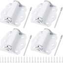 Zonon 4 Pack Self Closing Screen Door Hinge 2 3/4" Adjustable Heavy Duty Steel Spring Loaded Hinges Closer for Screen Cabinet Garage Storm Left and Right Door(White)