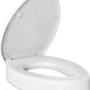 Elevated Toilet seat 3 inch, Elongated Toilet seat risers for Seniors, Slow Close, Heavy Duty, Never Loosen, Raised Toilet seat Elongated Bowl, White(18.5)