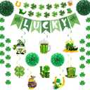 2 x St. Patrick's Day Decorations Kit with Lucky Banner, Hanging Swirls, Glitter Shamrock Garlands, Paper Pompoms for St. Patrick's Day Decor, Irish Themed Party Favor, Home, Office