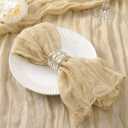 DeZerlor 50 Pack Champagne Cheesecloth Napkins Summer Cloth Napkins Set of 50 Dinner Napkins Bulk 21x21 Inches for Wedding Bridal Shower Baby Shower Parties