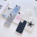 For iPhone 15 Case Cute Pattern Simple Phone Cases Wear IMD Slim Protection Crove for Women Girls-White Cross