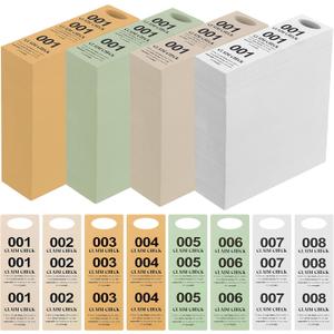 Clabby 2000 Pcs 4 Colors Part Small Coat Check Tickets Colored Paper Coat Room Check Tags Multi Color Room Tags(Set of Orange Green Beige and Gray)