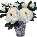 4 PCS Premium White Peonies Artificial Flowers,19.2Fake Faux Silk Peonies for Centerpieces Wedding Home Decor (White)