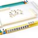 IFNOW American Mahjong Game Set - Portable Bag 166 Premium Tiles with 4 All-in-One Rack,100 Chips, Wind Indicator, English Manual Easy Carry Full Size Complete Mahjong Set (Polka Dot Bag Mahjong Set)