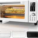 Nuwave Bravo Pro Convection Air Fryer Toaster Oven Combo, 2025 New and Improved, 10-in-1, 50-450F Temp Controls, Quick & Even Crisp Technology, 21Qt Capacity, Cream, PFAS Free