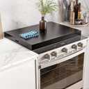 Stove Top Cover - Acacia Wood Noodle Board for Gas and Electric Stovetops - Wooden Kitchen Sink Cover for Counter Space & Tray (Black), SCA2