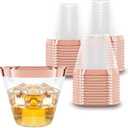 Prestee 100 Rose Gold Plastic Cups - Rose Gold Plastic Cups 9 oz - Party Decorations - Disposable Wine Cup - Clear Cup - Bulk Party Wine Glasses