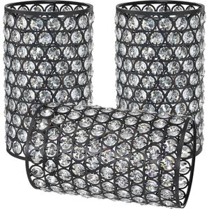Doraimi Lighting 3 Pack Polyhedral Crystal Metal Pendant Ceiling Chandelier Wall Sconce Lamp Replacement Cover Shade Fixture Black Finish, 1.66" Fitter Size, 7.9" high*4.8" Diameter