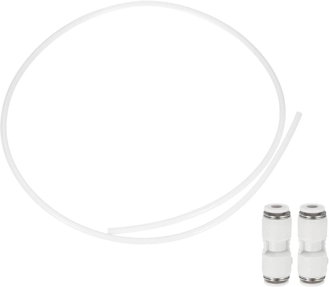 uxcell 3.28ft PTFE Tubing Hose, 4mm ID x 6 mm OD Insulating 3D Printer Hose Ultra-Smooth with Pneumatic Fittings for 3D Printer Conveying Tubing, White