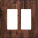 Rustic Brown Wood Grain Vintage Light Switch Cover 2 Gang Double Rocker Wall Plate Decorative Electrical Switchplate Faceplate for Bathroom Kitchen Bedroom Decor 4.6 * 4.5 In