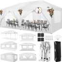 COBIZI 10x20 Pop Up Canopy Tent with 6 Sidewalls Party Tents for Parties Weddings Backyard Waterproof Commercial Instant Outdoor Events Tent with Stakes, Ropes（10 x 20 ft White