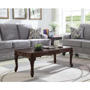 Roundhill Furniture Traditional Ornate Detailing Wood Coffee Table, Dark Cherry, 24"D x 48"W x 18"H