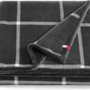 Tommy Hilfiger - Blanket, Ultra-Soft Plush Throw Blanket for Bed or Couch, Cozy Bedding with Solid Reverse & Tailored Hem, Medium Weight for Year Round Comfort (Dumbo Windowpane Grey, 50" x 70")