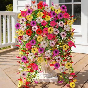 AGIRL 6 Bundles Artificial Flowers for Spring Decoration,Faux Plants for Outdoor Planters,UV & Fad Resistant Silk Fake Flowers for Garden Patio,Porch,Yard,Balcony,Farmhouse Decor (6 Multicolor)