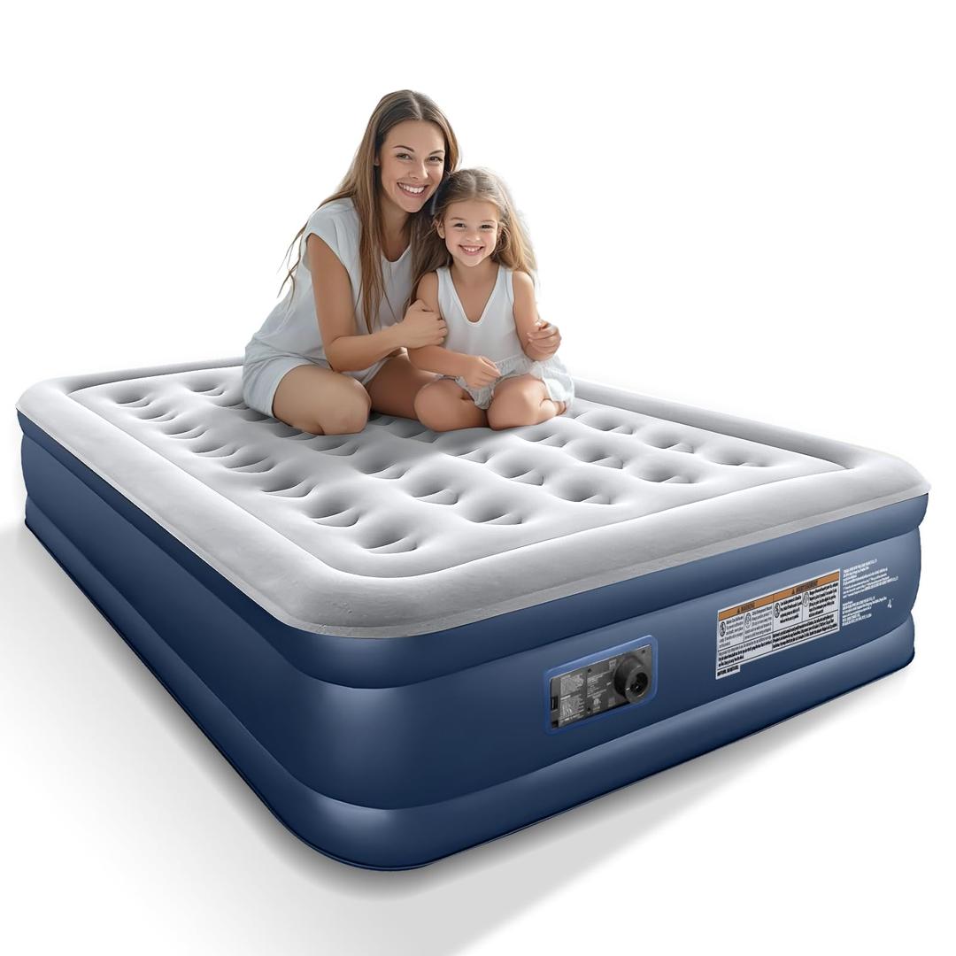 YITAHOME Queen Air Mattress with Built-in Pump,18''Fast & Easy Inflation/Deflation Inflatable Mattress, Foldable Blow Up Mattress with Storage Bag, Inflatable Bed for Home, Camping & Guests 