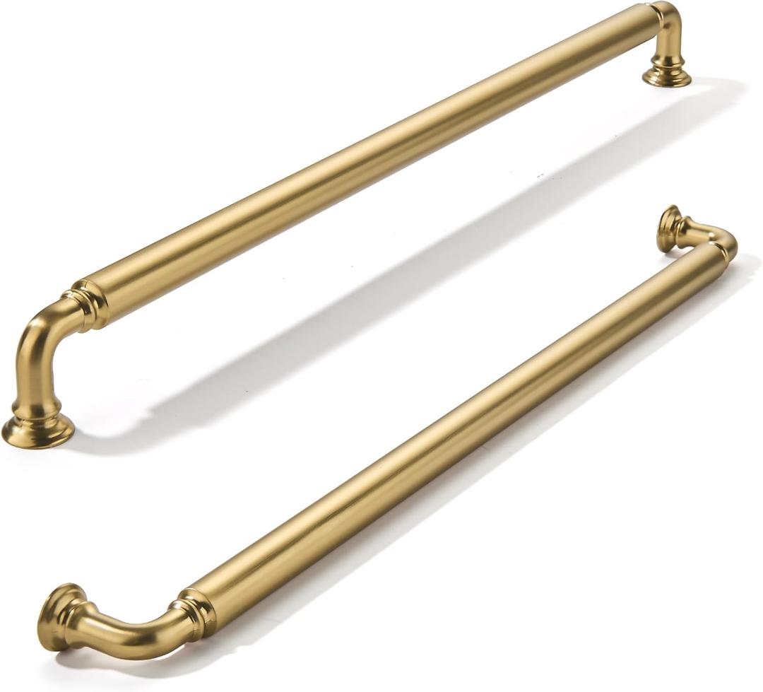 khtumeware 2-Pack Champagne Bronze Heavy-Duty Solid Cabinet Pulls, 12 Inch(305mm) Hole Center, Satin Brass Drawer Pulls, Cabinet Hardware, Suitable for Kitchen Cabinets, Bathrooms and Dressers