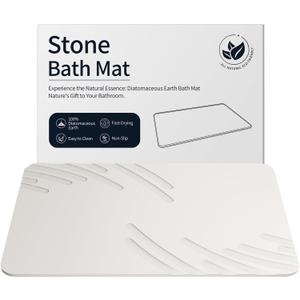ZIKIBL Stone Bath Mat Diatomaceous Earth Shower Mat Super Absorbent Non-Slip Diatomite Stone Bath Mats for Bathroom Floor Quick-Drying Natural Easy to Clean24 * 16''
