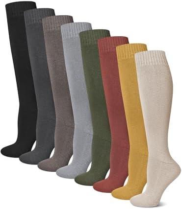 Shihanee 8 Pairs Warm Winter Knee High Socks for Women Boot Thick Socks for Cold Weather Hiking Skiing Working Winter Gifts