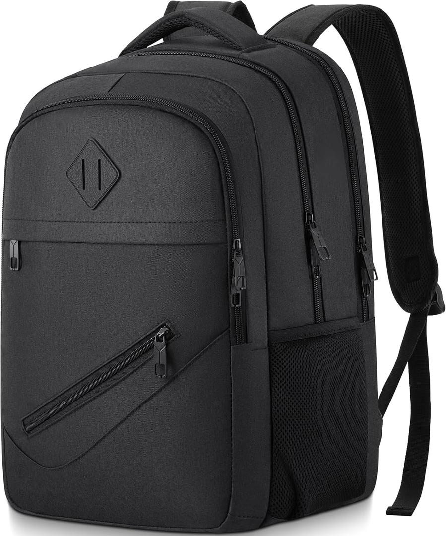 BIKROD Backpack for Men and Women, School Backpacks for Teen Boys Girls, Water Resistant Sturdy Anti Theft Travel Laptop Backpack, Black Student Bookbag Fits 15.6 Inch Laptop, Gifts
