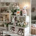 Easter Decorations for Home - 2pcs Resin White Easter Bunny - Small Bunny Statues Figurines Decor for Indoor Table Centerpieces Decorations Tiered Tray,Tabletop - Spring Decor Rabbit 4.33 inch Tall