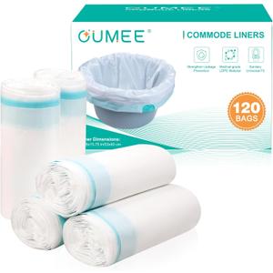 120 Disposable Commode Liners for Bedside Commode, Beside Commode Liners, Portable Potty Liners for Adults, Toilet Liners Portable Commode Bags for Commode Chair (Blue - 120 Liners)