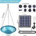 Solar Bird Bath Hanging with Fountain for Outdoors 15.7 Inch Metal Chains, Weather-Resistant Hanging Wildbird Feeder & Bath Tray for Garden, Patio