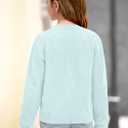 BesserBay Girl Fall 3D Bow Button Down Knit Ruffle Long Sleeve Cardigan Sweater 6-14 Years (Blue)