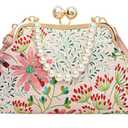 Vintage Embroidered Flower Handbag Retro Pearl Chain Crossbody Bag Clutch Kiss Lock Top Handle Shoulder Purse Wallet 2026