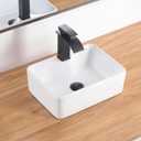 White Small Bathroom Vessel Sink 16" Rectangular Ceramic Basin | 16x12 in Easy Clean Porcelain Compact Countertop Lavatory with Single Faucet Hole For Tight Bathroom Vanity Half Bath, 16"x12"x5.1"